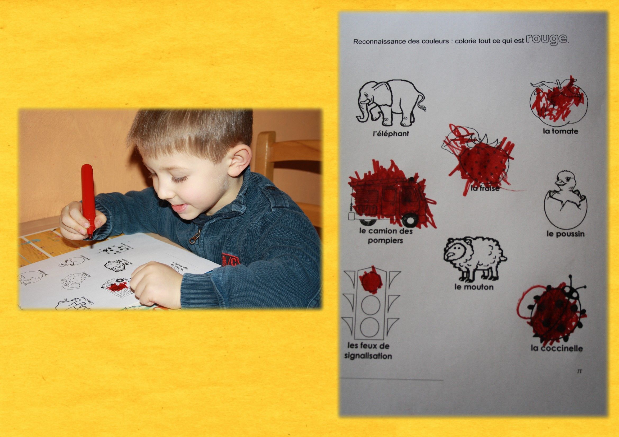 Tout Est Rouge Exploitation Maternelle Colorier ce qui est rouge